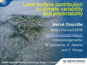 Land surface contribution to climate variability and predictability