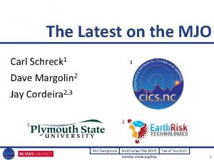 The Latest on the MJO Carl Schreck 1