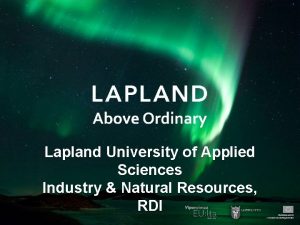 Lapland University of Applied Sciences Industry Natural Resources