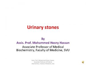 Urinary stones By Assis Prof Mohammed Hosny Hassan