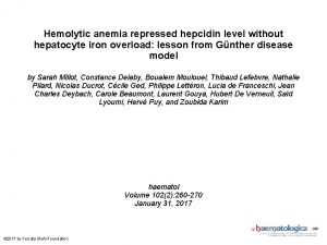 Hemolytic anemia repressed hepcidin level without hepatocyte iron