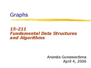 Graphs 15 211 Fundamental Data Structures and Algorithms