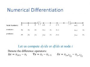 Numerical Differentiation Numerical Differentiation Finite Difference Numerical Differentiation