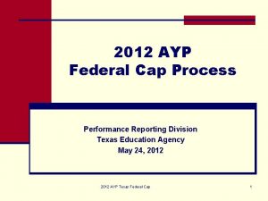 2012 AYP Federal Cap Process Performance Reporting Division