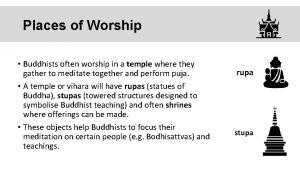 Places of Worship Buddhists often worship in a