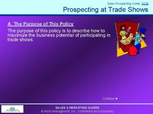 Sales Prospecting Guide 8228 Prospecting at Trade Shows