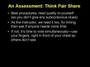 An Assessment Think Pair Share Best procedures read