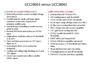 UCC 28063 versus UCC 28061 SUMMARY OF MAJOR