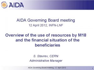 AIDA Governing Board meeting 12 April 2012 INFNLNF