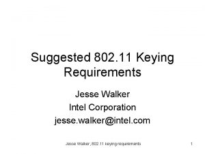 Suggested 802 11 Keying Requirements Jesse Walker Intel