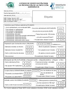 LISTADO DE VERIFICACIN PARA LA PREVENCIN DE LA