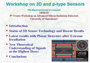 Workshop on 3 D and ptype Sensors Phil