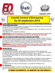 Auchan Septembre 2015 Comit Central dEntreprise Du 30