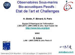 Observatoires Sousmarins Bioacoustiques Passifs Etat de lart et