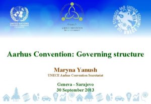 Aarhus Convention Governing structure Maryna Yanush UNECE Aarhus