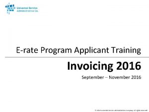 Erate Program Applicant Training Invoicing 2016 September November