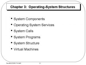 Chapter 3 OperatingSystem Structures System Components Operating System