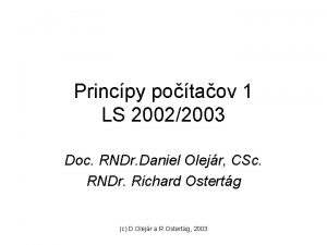 Princpy potaov 1 LS 20022003 Doc RNDr Daniel
