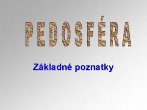 Zkladn poznatky Pedosfra pdny obal Zeme vytvorila sa