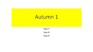 Autumn 1 Year 7 Year 8 Year 9