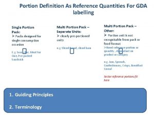 Portion Definition As Reference Quantities For GDA labelling