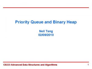 Priority Queue and Binary Heap Neil Tang 02092010