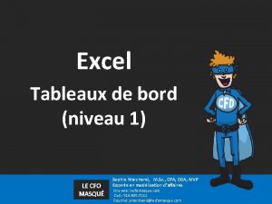 Excel Tableaux de bord niveau 1 LE CFO