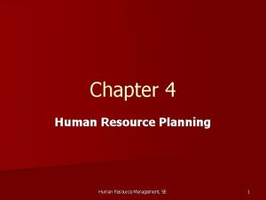 Chapter 4 Human Resource Planning Human Resource Management