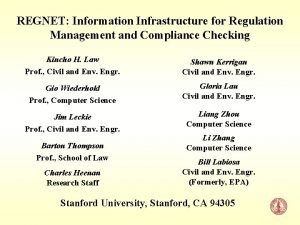 REGNET Information Infrastructure for Regulation Management and Compliance