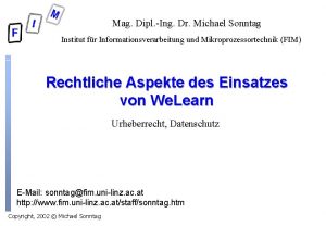 Mag Dipl Ing Dr Michael Sonntag Institut fr