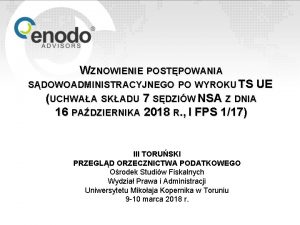 WZNOWIENIE POSTPOWANIA SDOWOADMINISTRACYJNEGO PO WYROKU TS UE UCHWAA