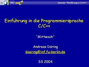 Seminar Einfhrung in CC Einfhrung in die Programmiersprache