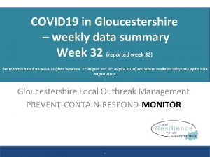 COVID 19 in Gloucestershire weekly data summary Week