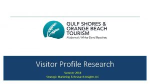 Visitor Profile Research Summer 2018 Strategic Marketing Research