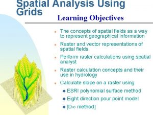 Spatial Analysis Using Grids Learning Objectives n n