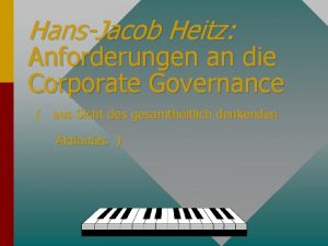 HansJacob Heitz Anforderungen an die Corporate Governance aus