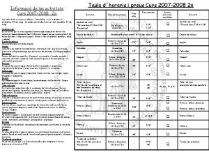 Taula dhoraris i preus Curs 2007 2008 2