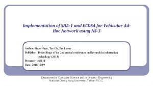 Implementation of SHA1 and ECDSA for Vehicular Ad