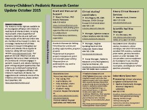 EmoryChildrens Pediatric Research Center Update October 2015 Grant