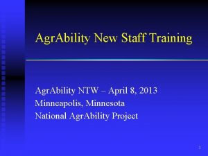 Agr Ability New Staff Training Agr Ability NTW