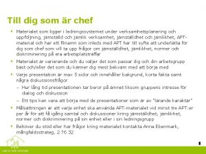 Till dig som r chef Materialet som ligger