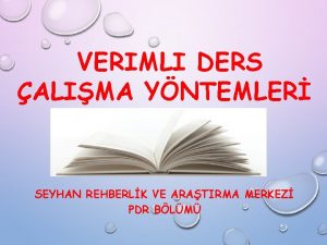 VERIMLI DERS ALIMA YNTEMLER SEYHAN REHBERLK VE ARATIRMA