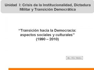 Unidad I Crisis de la Institucionalidad Dictadura Militar