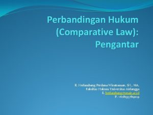 Perbandingan Hukum Comparative Law Pengantar R Herlambang Perdana