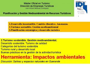 Mster Oficial en Turismo Direccin de Empresas Tursticas