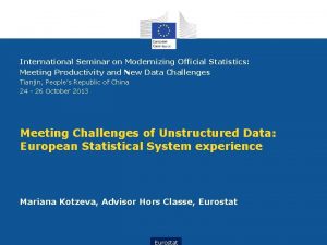 International Seminar on Modernizing Official Statistics Meeting Productivity