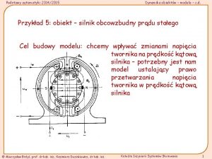 Podstawy automatyki 20142015 Dynamika obiektw modele c d