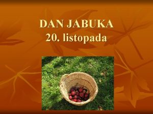 DAN JABUKA 20 listopada n n Dan jabuka