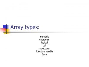 Array types numeric character logical cell structure function