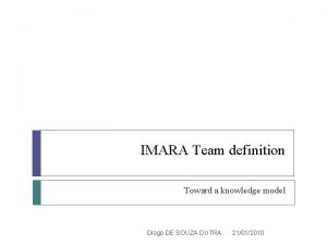 IMARA Team definition Toward a knowledge model Diogo